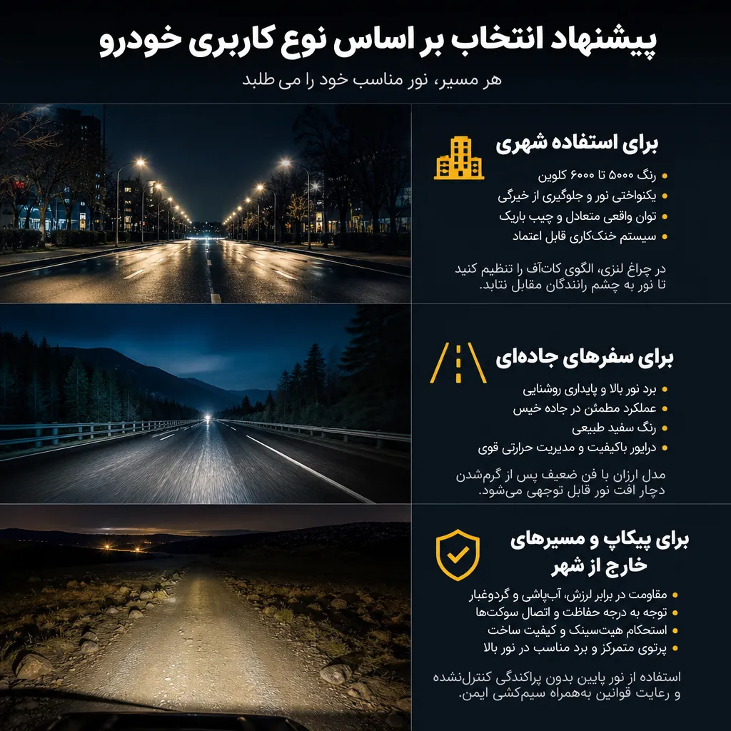 پیشنهاد انتخاب بر اساس نوع کاربری خودرو